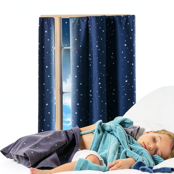 BGment Navy Blue Polyester Blackout Curtains for Kids-2
