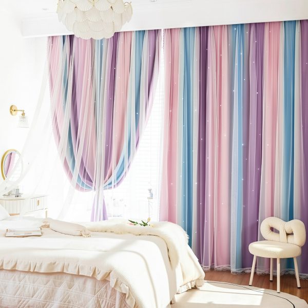 XiDi Blackout Princess Curtain Pink Purple 2 Panel-5