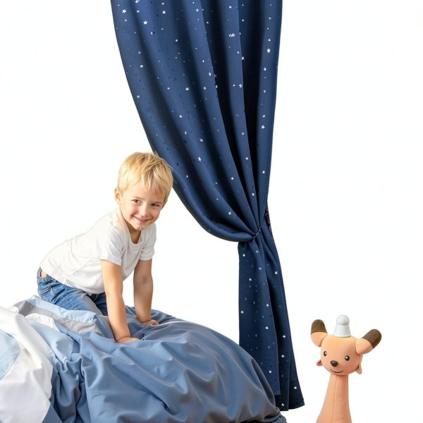 BGment Navy Blue Polyester Blackout Curtains for Kids-1