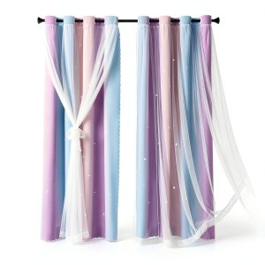 XiDi Blackout Princess Curtain Pink Purple 2 Panel-0