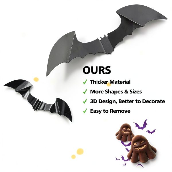 Ludilo Halloween Bats Decorations 100PCS Black PVC-1