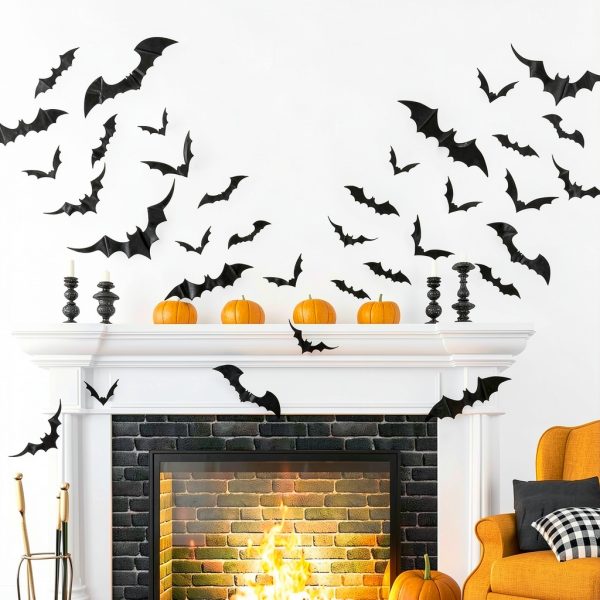 Ludilo Halloween Bats Decorations 100PCS Black PVC-0