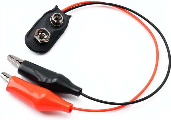 9v Battery Snap Connector to Dual Alligator Clips Cable Volt Battery Button Clips Connector, Buckle Ends Wire Leads Plastic Housing - 5PCS (5)-1