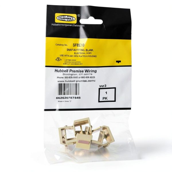 Hubbell SFBE10 Blank Keystone Insert, Plastic, Snap-On, No Ports (10 Pack), Electric Ivory-3