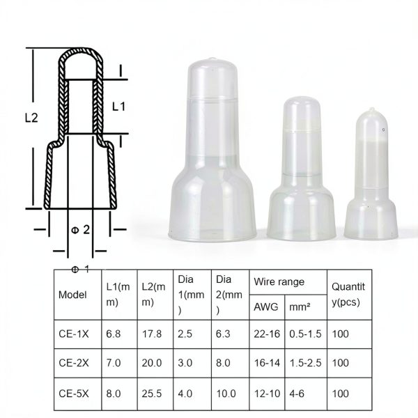 Garosa 100 Closed End Crimp Terminals Nylon Connectors for Car Audio-1