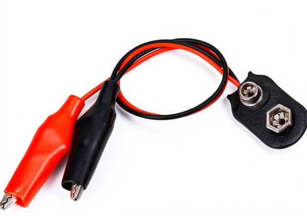 9v Battery Snap Connector to Dual Alligator Clips Cable Volt Battery Button Clips Connector, Buckle Ends Wire Leads Plastic Housing - 5PCS (5)-2