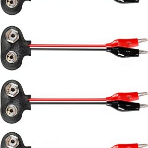 4PCS T Shape 9V Battery Snap Connectors by Bxian 15cm Clip Leads-0