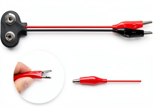 4PCS T Shape 9V Battery Snap Connectors by Bxian 15cm Clip Leads-1
